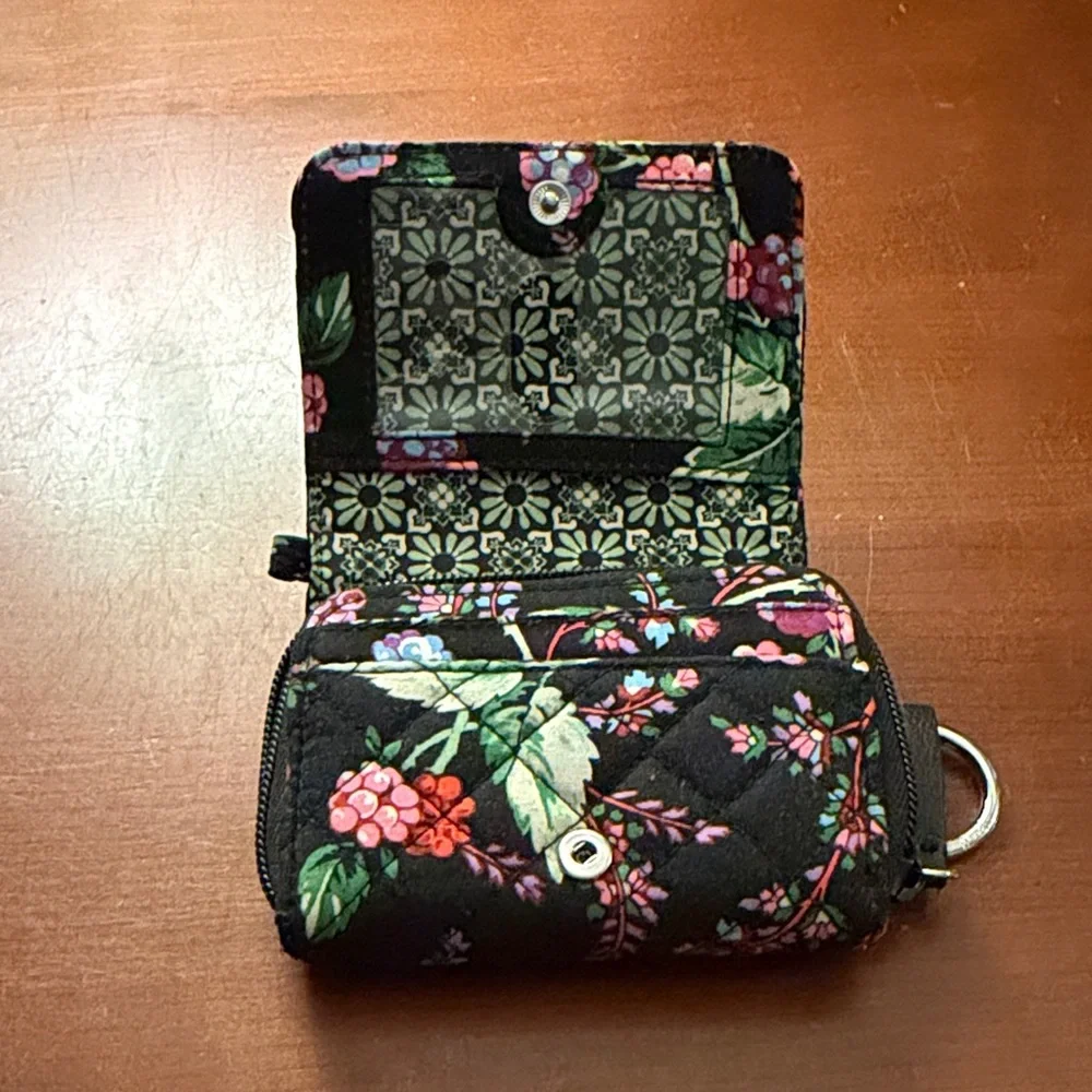 Vera Bradley Black and Pink Floral Wallet - Picture 2 of 6